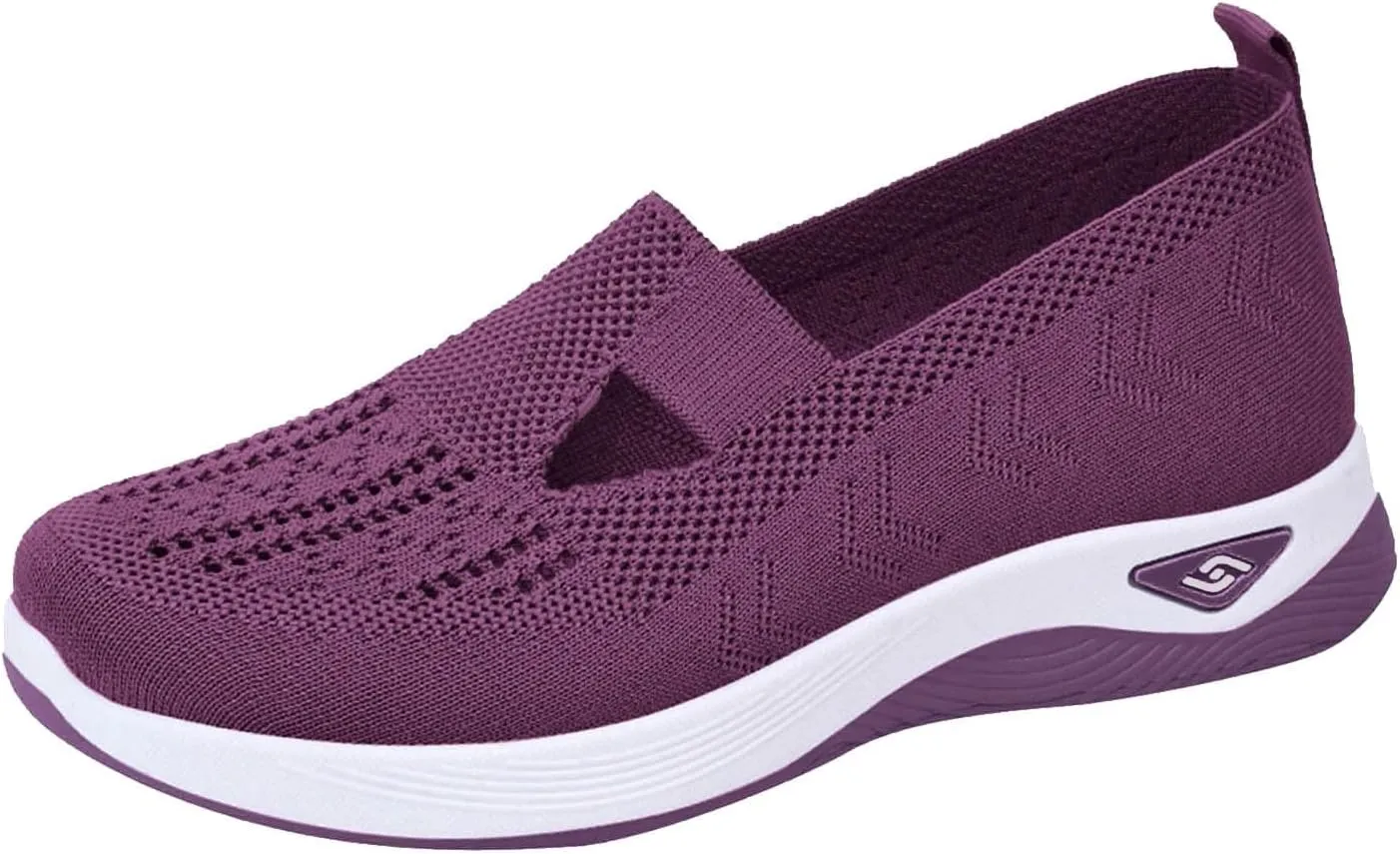 Cathalem Women's Woven Orthopedic Breathable Soft Shoes Arch Support, Diabetes Foam Shoes Walking Anti-Skid Sports Shoes