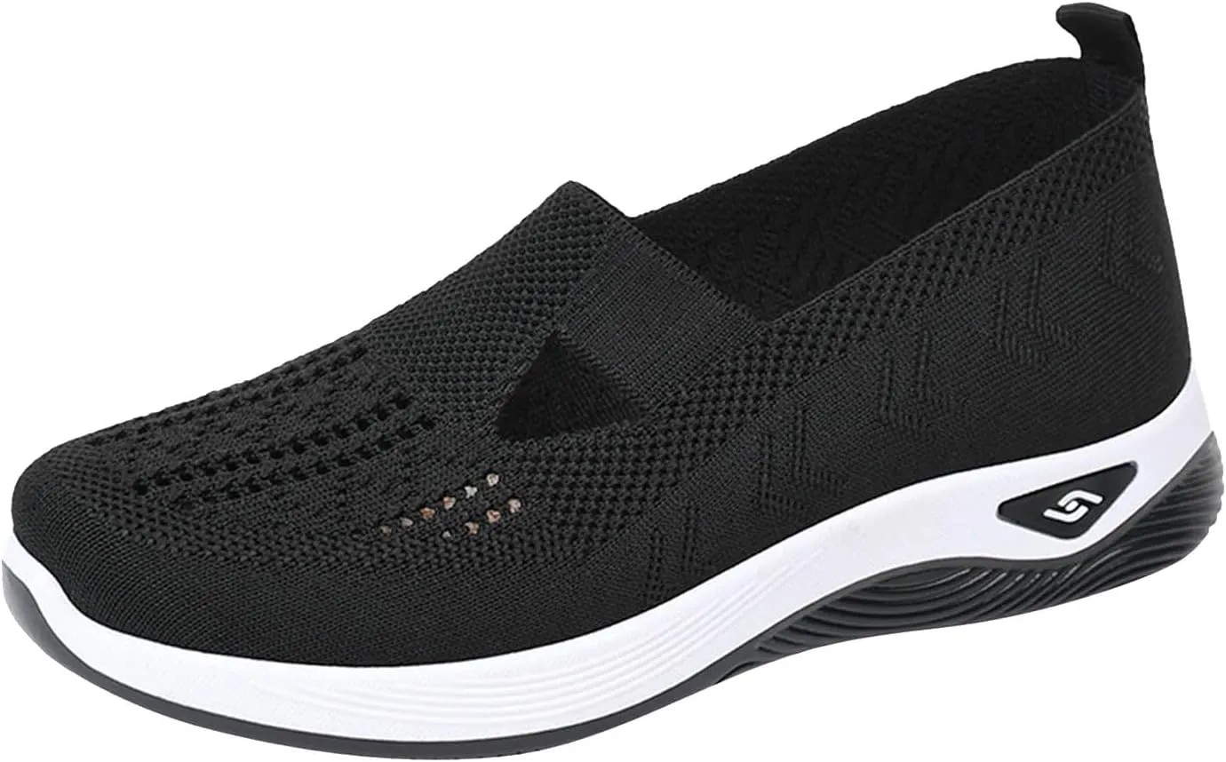 Cathalem Women's Woven Orthopedic Breathable Soft Shoes Arch Support, Diabetes Foam Shoes Walking Anti-Skid Sports Shoes