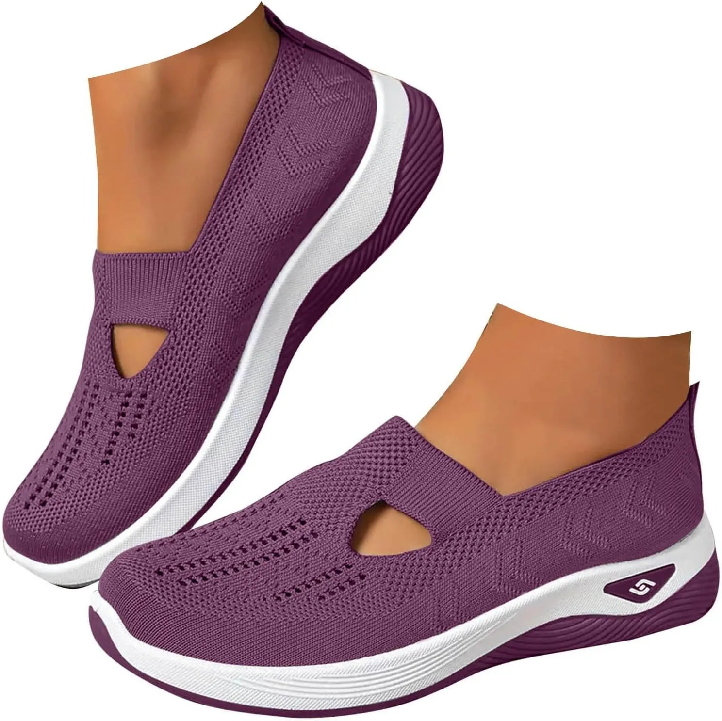 Cathalem Women's Woven Orthopedic Breathable Soft Shoes Arch Support, Diabetes Foam Shoes Walking Anti-Skid Sports Shoes