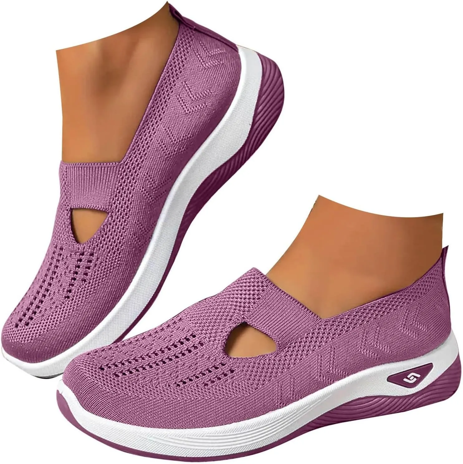 Cathalem Women's Woven Orthopedic Breathable Soft Shoes Arch Support, Diabetes Foam Shoes Walking Anti-Skid Sports Shoes