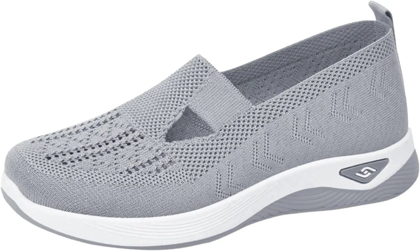 Cathalem Women's Woven Orthopedic Breathable Soft Shoes Arch Support, Diabetes Foam Shoes Walking Anti-Skid Sports Shoes