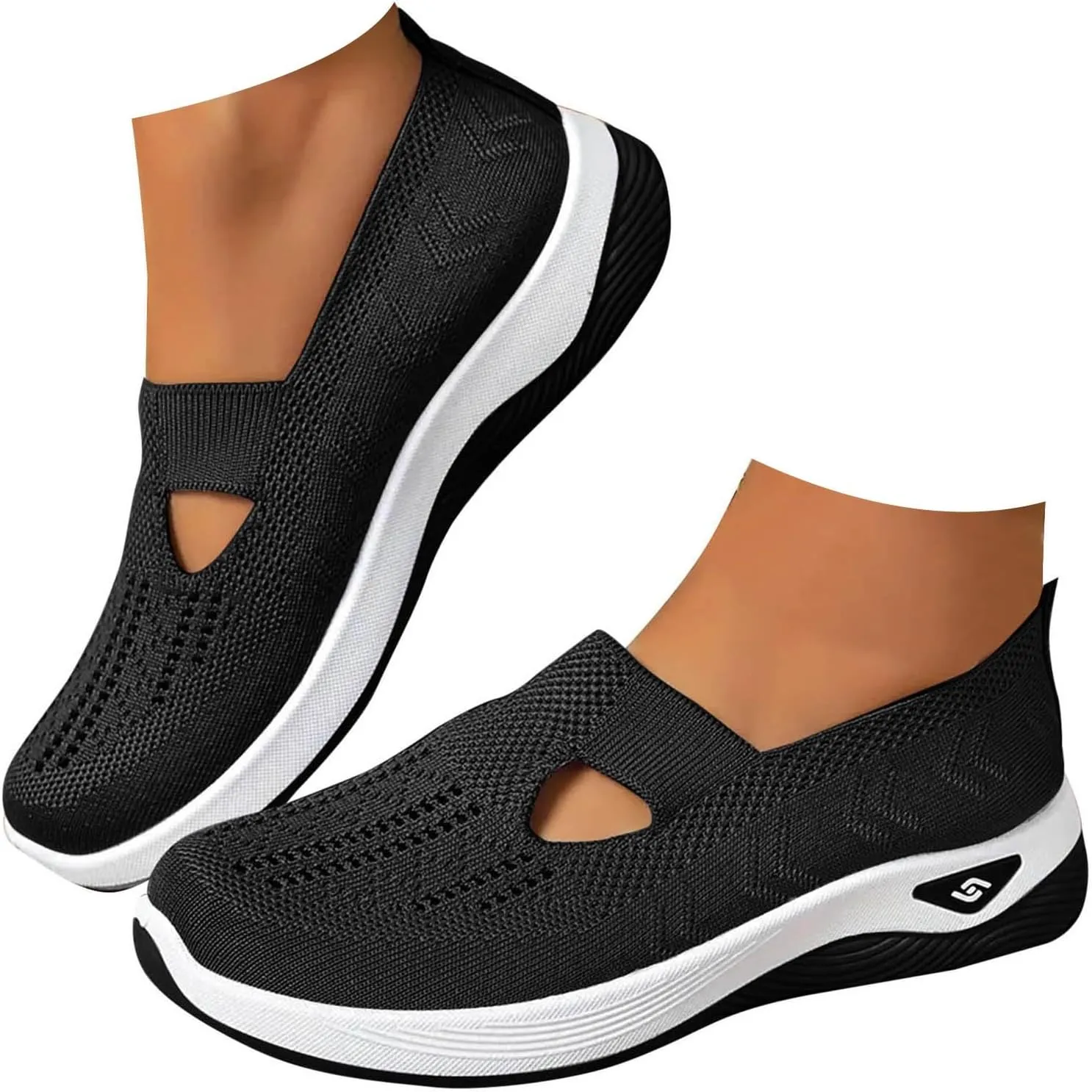 Cathalem Women's Woven Orthopedic Breathable Soft Shoes Arch Support, Diabetes Foam Shoes Walking Anti-Skid Sports Shoes