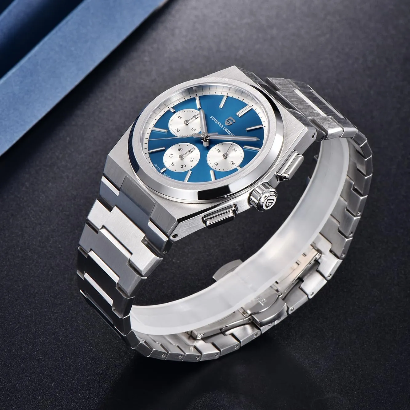CEYADG Pagani Design Chronograph Watches for Men Analog Wrist Watch, Stainless Steel Quartz Mens Watch; Sapphire Glass; 40mm
