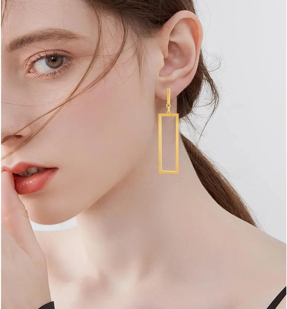 Charm Chic Minimalist Punk Metal Triangle Rectangle Geometry Dangle Drop Earrings For Women Teen Men Costume Jewelry