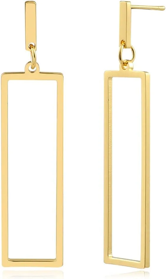 Charm Chic Minimalist Punk Metal Triangle Rectangle Geometry Dangle Drop Earrings For Women Teen Men Costume Jewelry