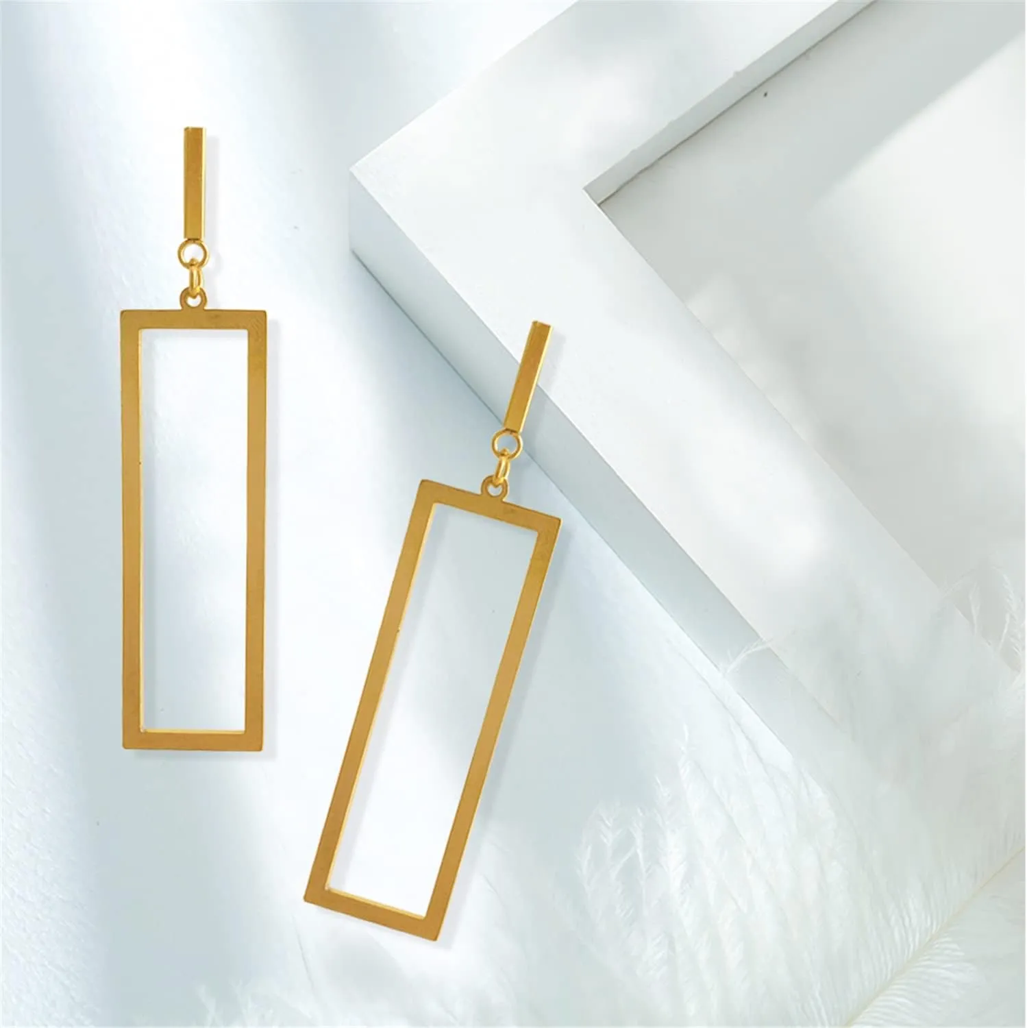 Charm Chic Minimalist Punk Metal Triangle Rectangle Geometry Dangle Drop Earrings For Women Teen Men Costume Jewelry