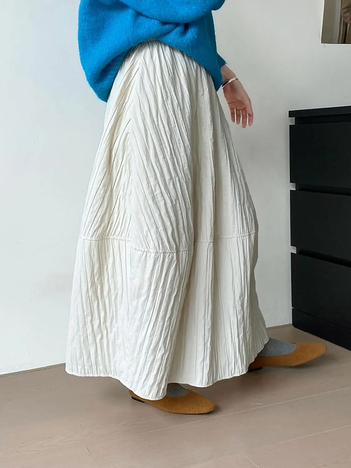 CHARTOU Womens Retro Long Quilted Cargo Skirt Y2K Maxi Bobble Skirts Ankle Length Boho Parachute Skirt Baggy