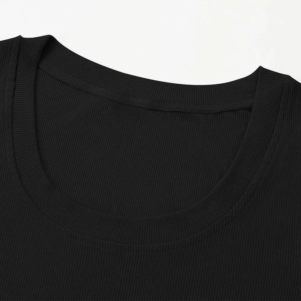 Chulianyouhuo Women's Short Sleeve Scoop Neck Ribbed Knit Fitted Casual Tops Tee Summer Slim Basic Shirts