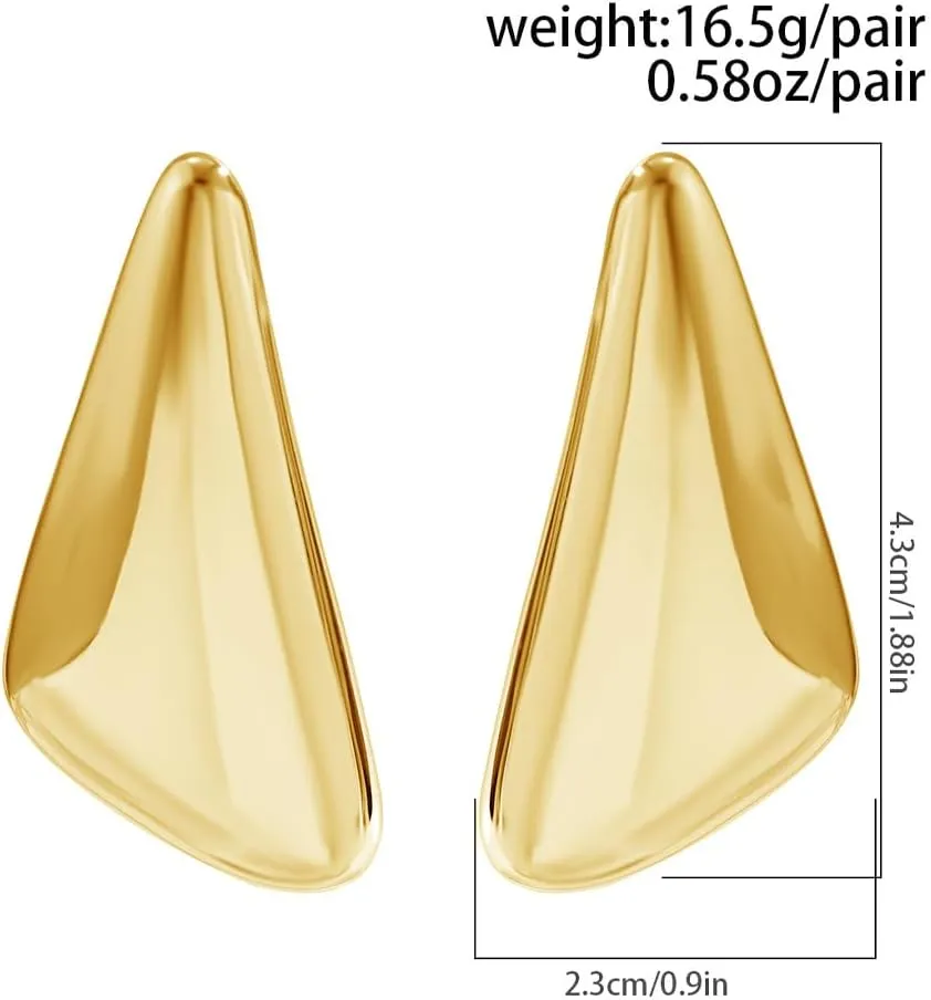 Chunky Gold Geometric Dangle Earrings for Women Large Statement Drop Earrings Trendy Triangle Stud Earrings Minimalist Jewelry Gifts