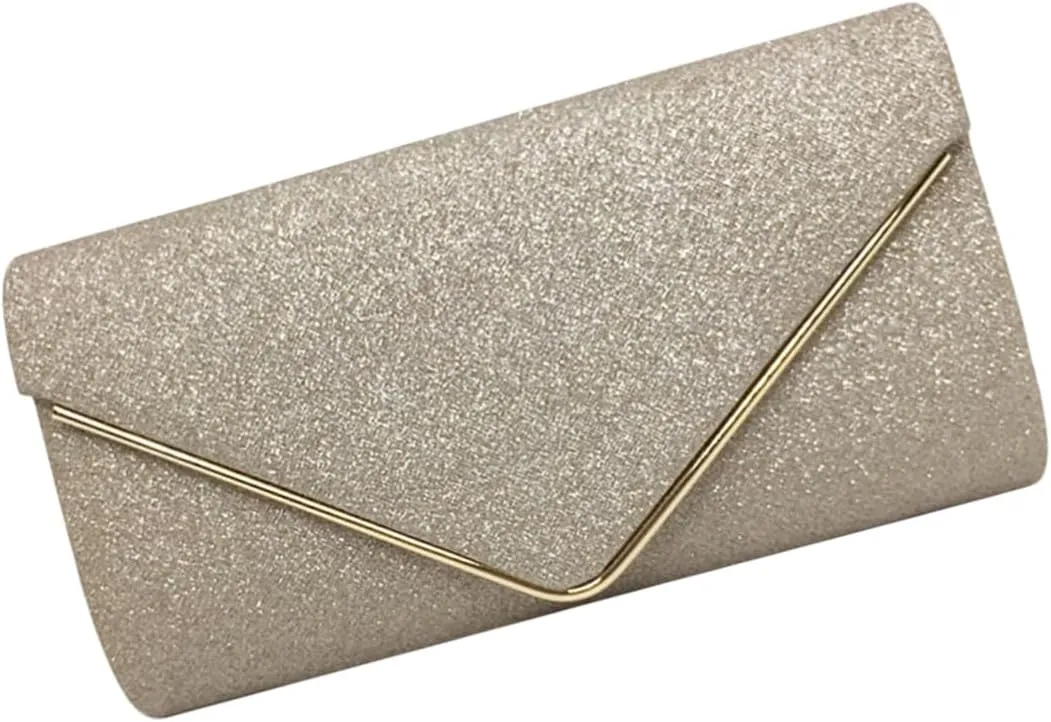 Clutch Purse for Women Evening Sparkly Gold Dinner Handbag Envelope Style Wallet Bag