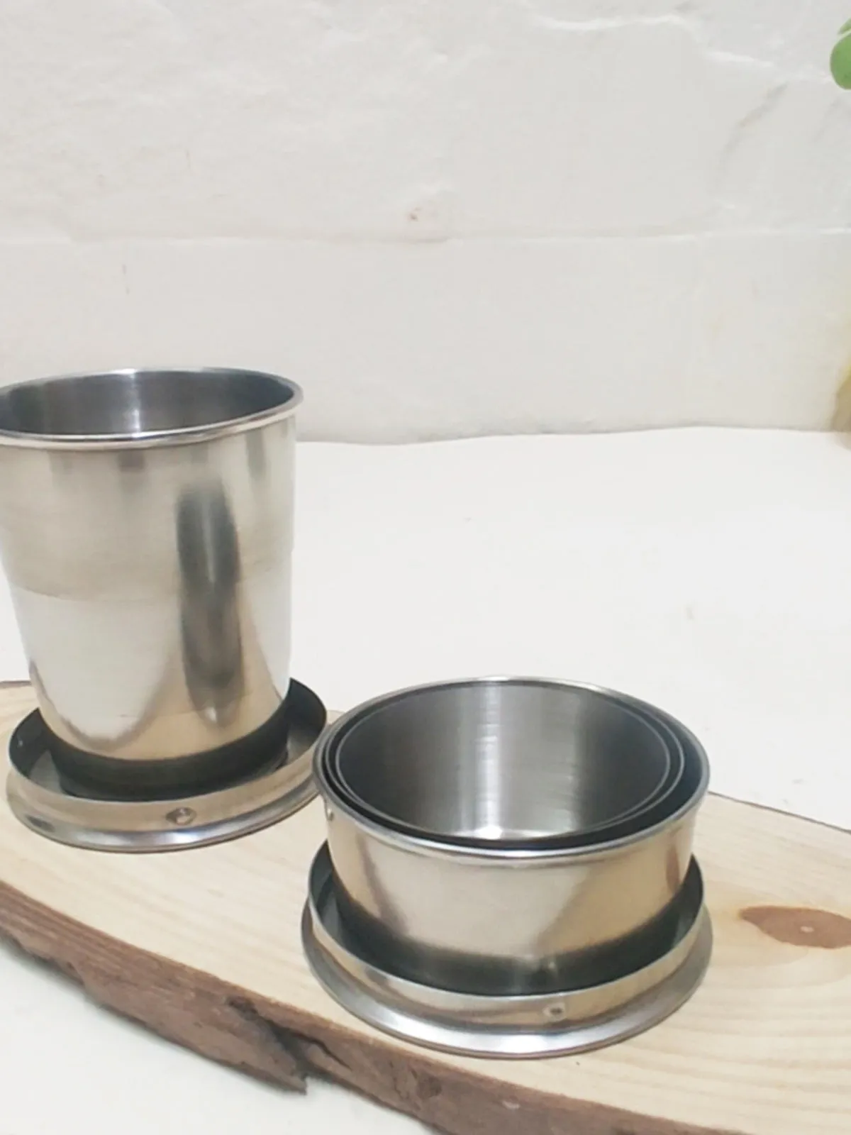 Collapsible Steel Cup Foldable Portable Reusable Set Of 5