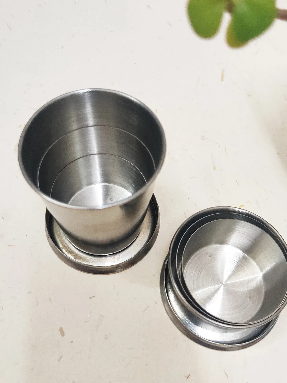 Collapsible Steel Cup Foldable Portable Reusable Set Of 5