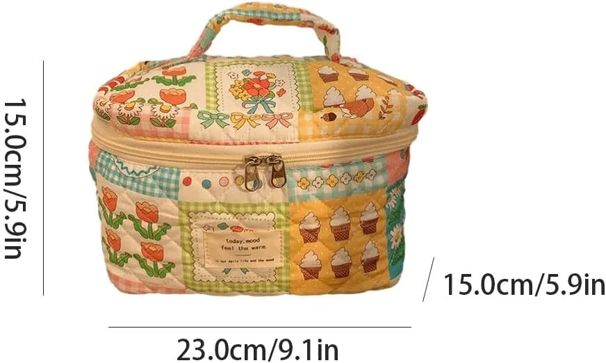 Convenient Large Capacity Portable Toiletry Bag Cotton Storage Makeup Bag with Handle Cute Travel Wash Bag Practical