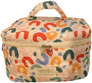 Convenient Large Capacity Portable Toiletry Bag Cotton Storage Makeup Bag with Handle Cute Travel Wash Bag Practical