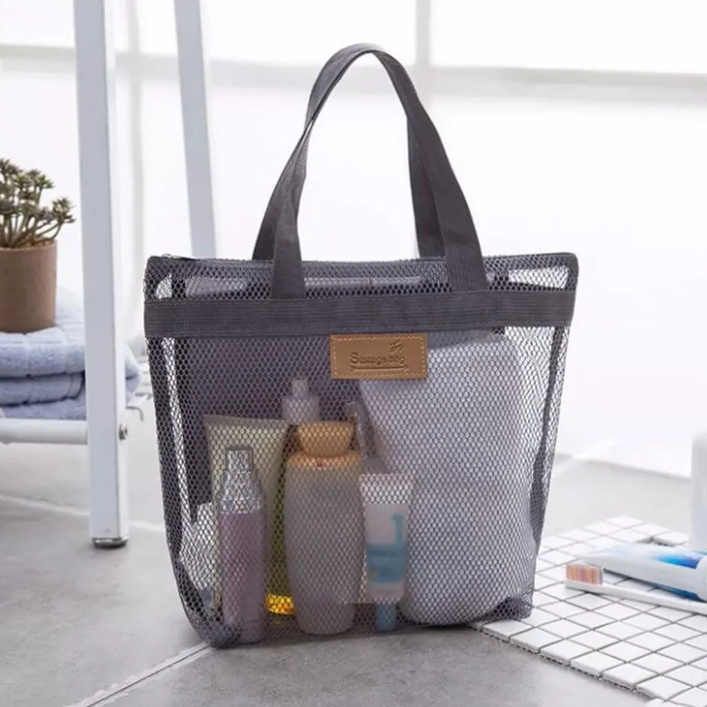 Convenient Large Capacity Portable Toiletry Bag Mesh Travel Tote Bag Simple Makeup Storage Bag for Outdoor Practical