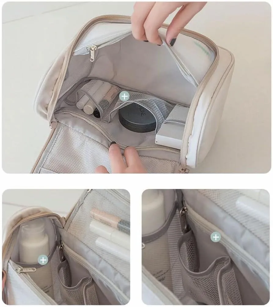 Convenient Large Capacity Toiletry Bag Polyester Wash Bag with Hook Storage Bag Portable Travel Makeup Bag Practical