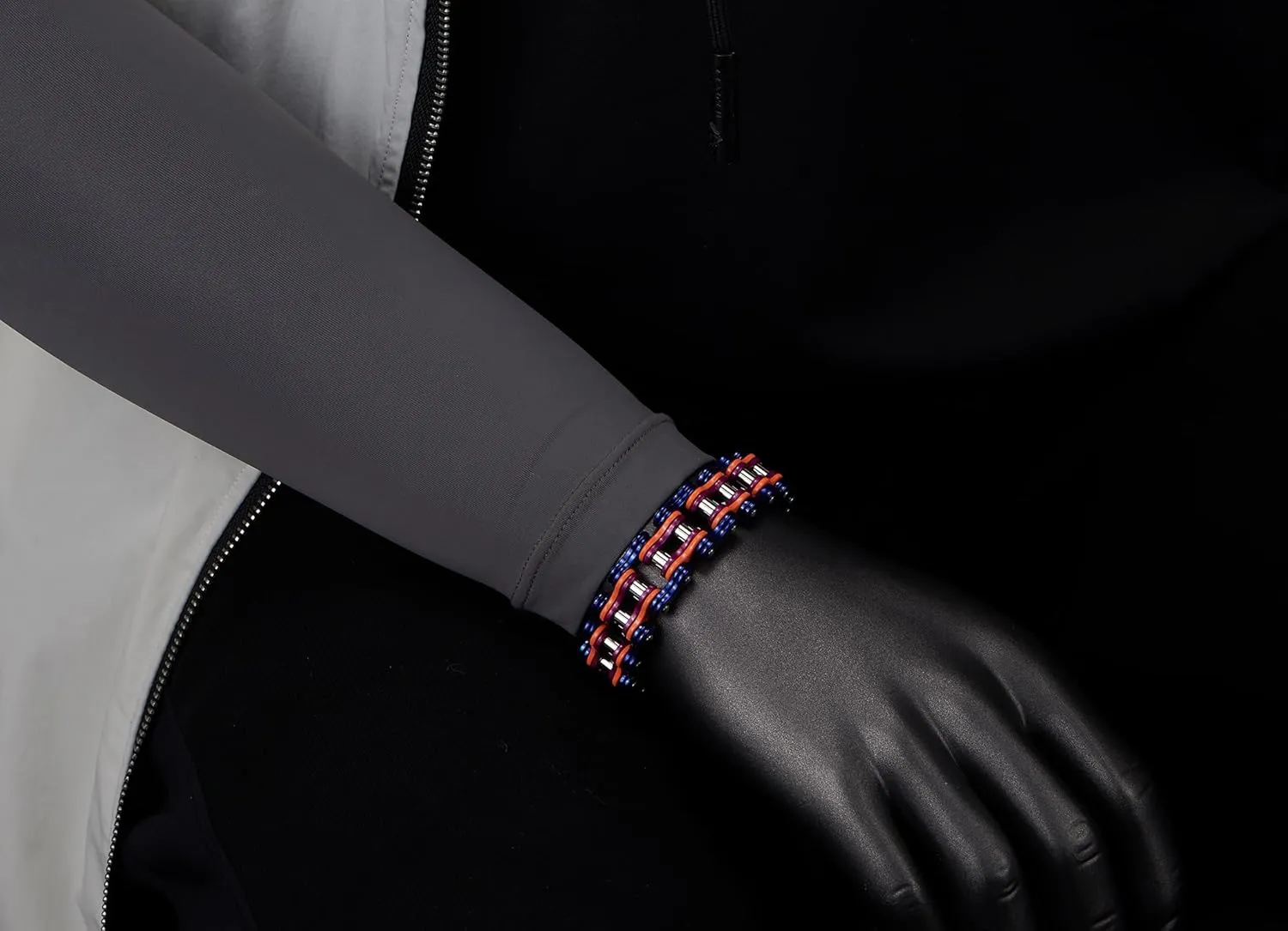 COOLSTEELANDBEYOND Masculine Mens Bike Chain Bracelet of Stainless Steel Two-Tone Polished