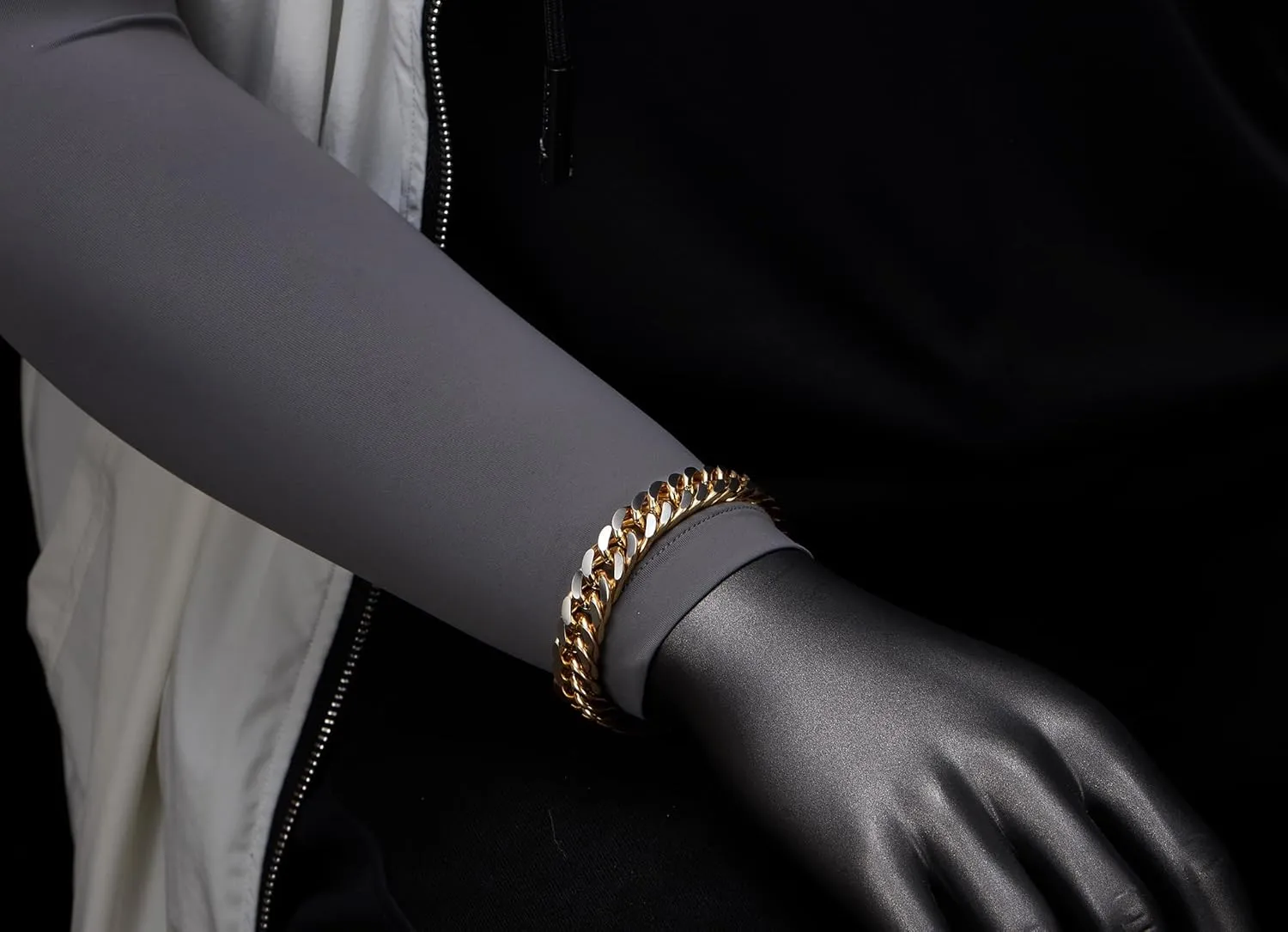 COOLSTEELANDBEYOND Mens Stainless Steel Two-tone Curb Chain Bangle Bracelet, Satin Finish