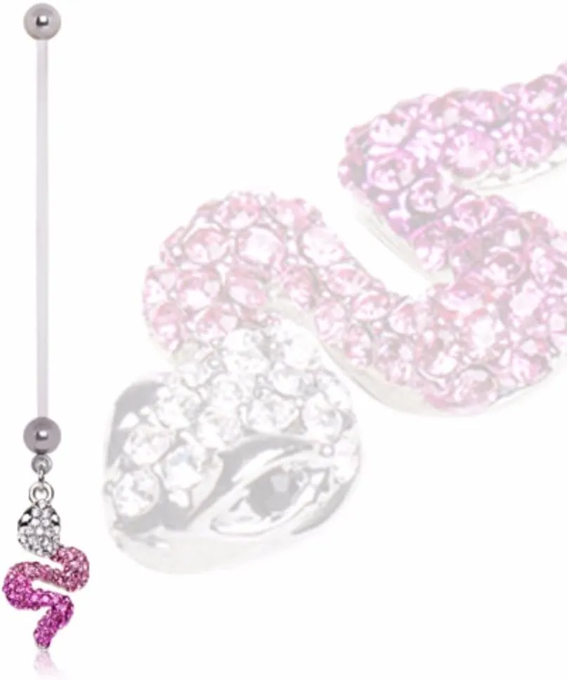 Covet Jewelry BioFlex Pregnancy Navel Ring with Two Tone Snake Shaped Dangle
