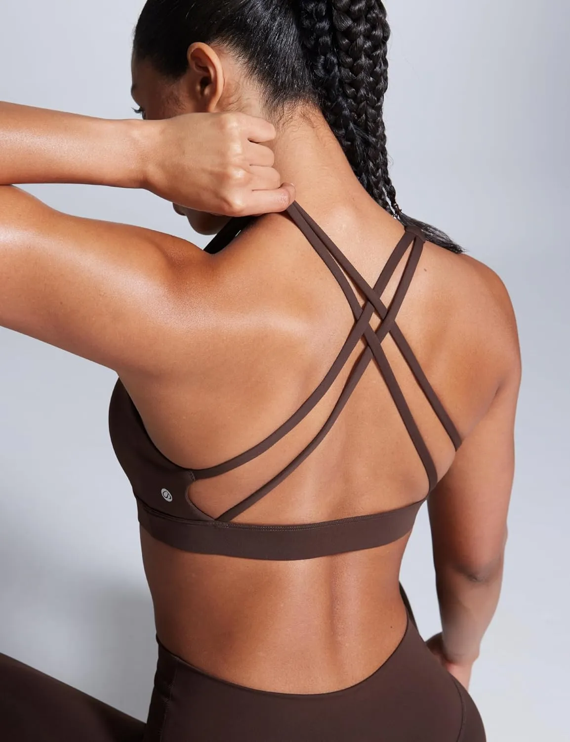 CRZ YOGA Butterbreeze Square Neck Sports Bras for Women - Strappy Thin Straps Workout Traning Padded Gym Halter Cami Top