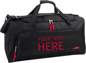 Custom Duffel Bag - Duffel Bag with Text for Personalized Touch - Sleek Design Made from Strong Denier Polyester - Bag Measures 24x12x11.5 inches - Three Spacious Zippered Compartments