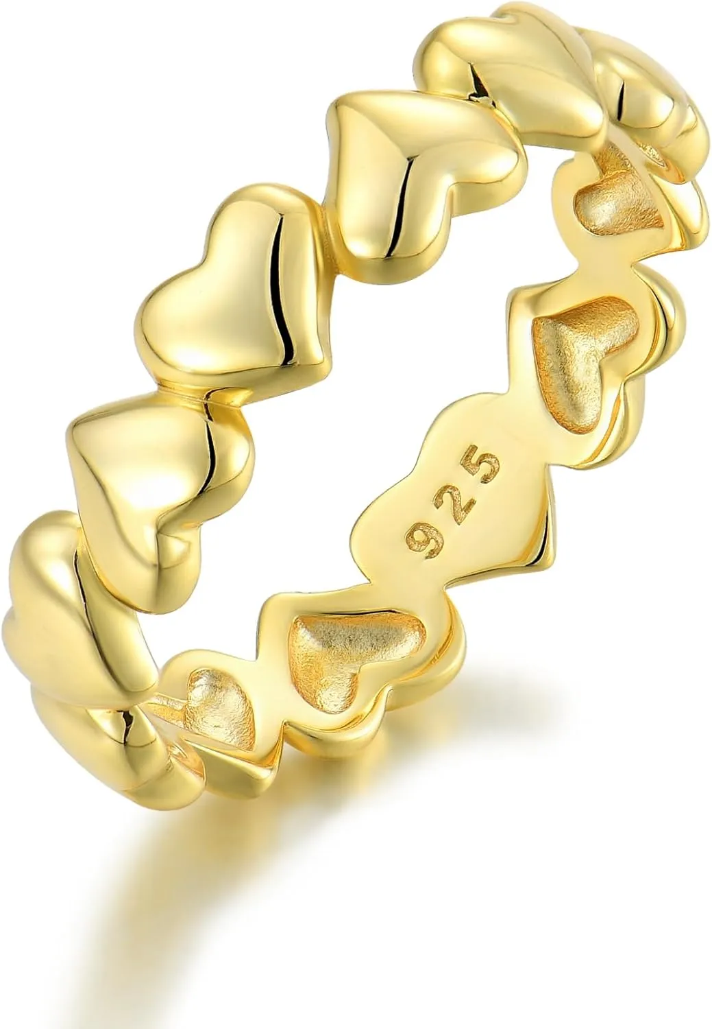 Dainty Heart Stackble Eternity Rings for Women, 925 Sterling Silver Stacked Love Rings Jewelry, Size 5-10