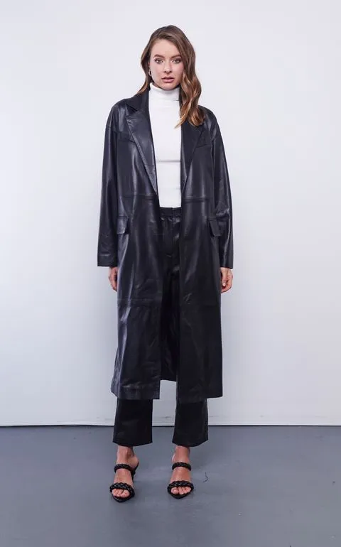 DEA THE LABEL - Dianne Leather Trench BLACK