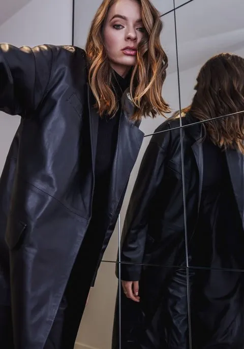 DEA THE LABEL - Dianne Leather Trench BLACK