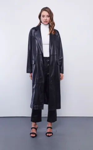DEA THE LABEL - Dianne Leather Trench BLACK