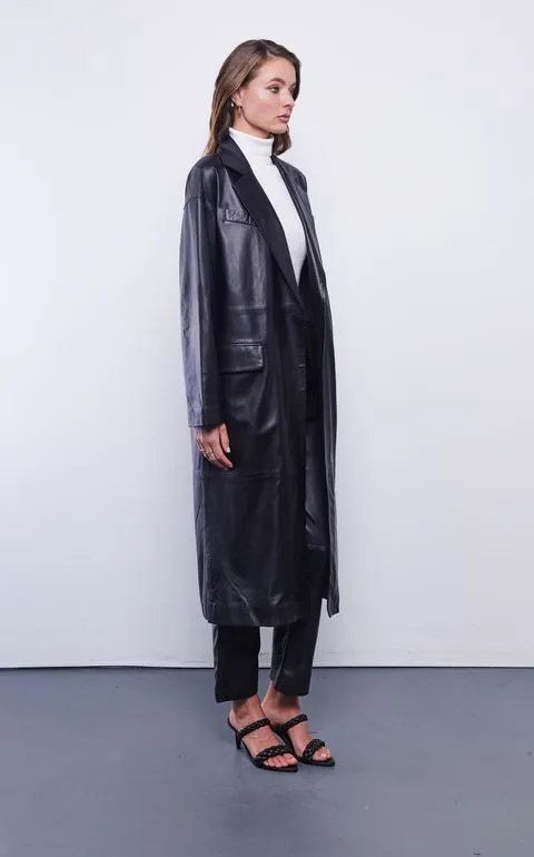 DEA THE LABEL - Dianne Leather Trench BLACK