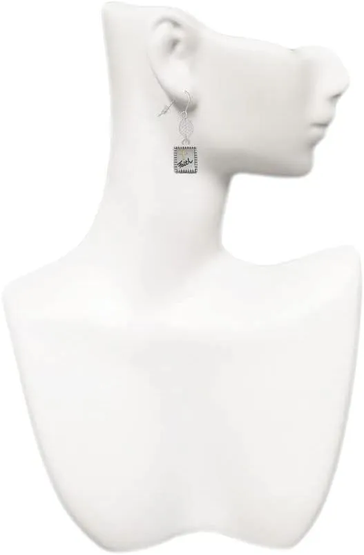 Delight Jewelry Two-tone Shadow Box Message Silvertone Leaf French Earrings