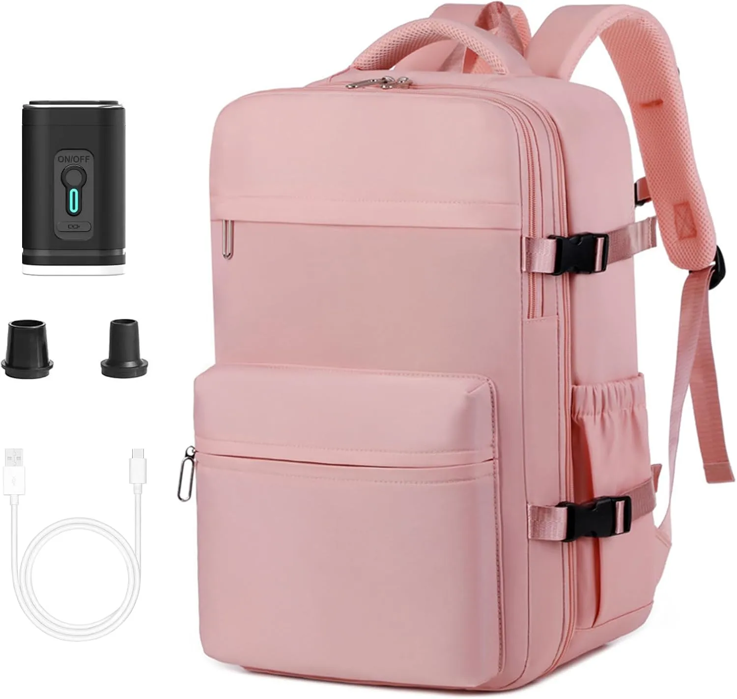 Denash Vacuum Backpack Travel,Personal Item Vacuum Backpack with Pump,27L Large Capacity with Exapandable Carry on Backpacks for Travel, Business Trip (Pink)