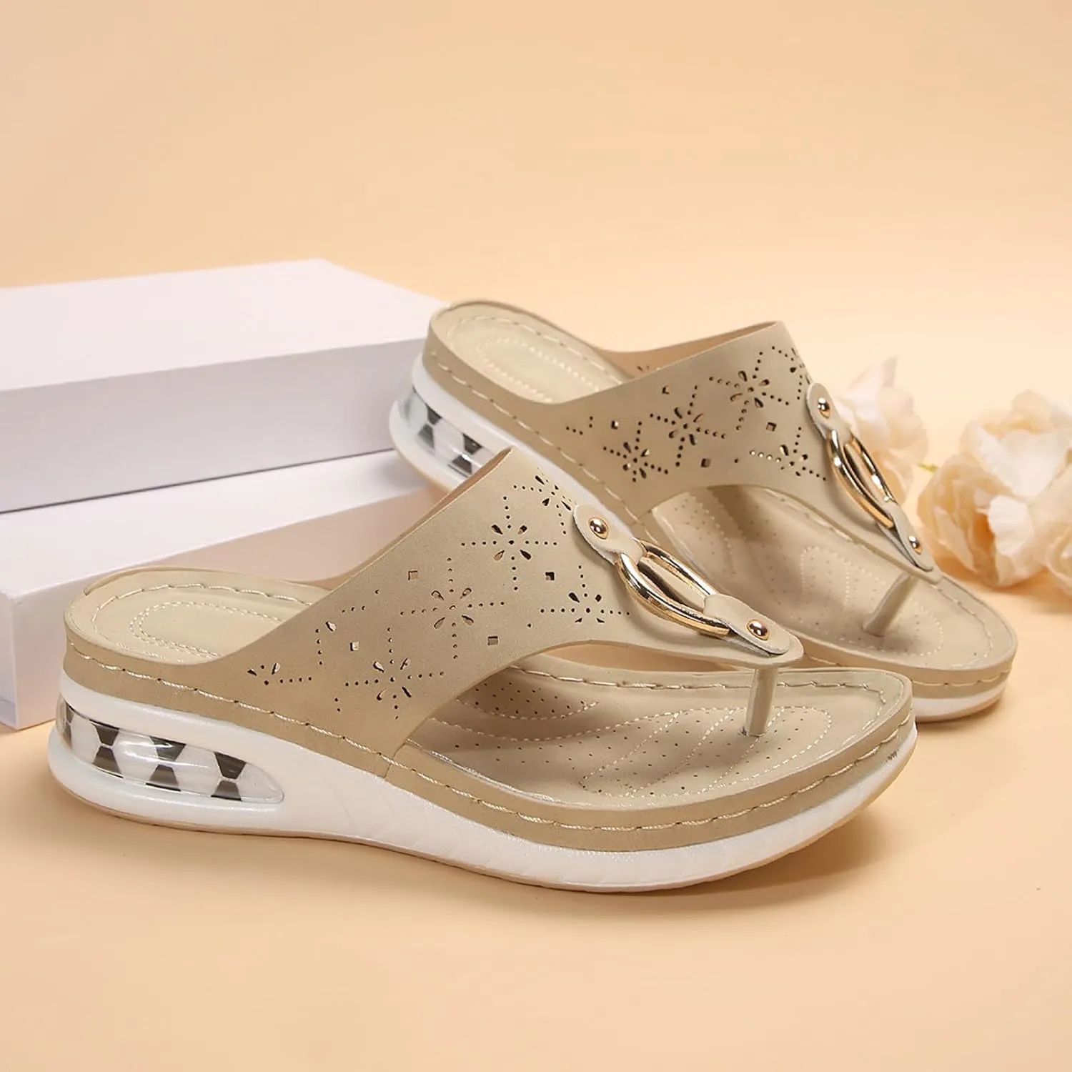 Dheva-C Orthopedic Sandals for Women,Womens Sandals with Arch Support Orthotic Sandals Flip Flops Wedge Walking Slippers Breathable Anti-Slip Sandals for Women Dressy Summer Travel Beach Flip Flops