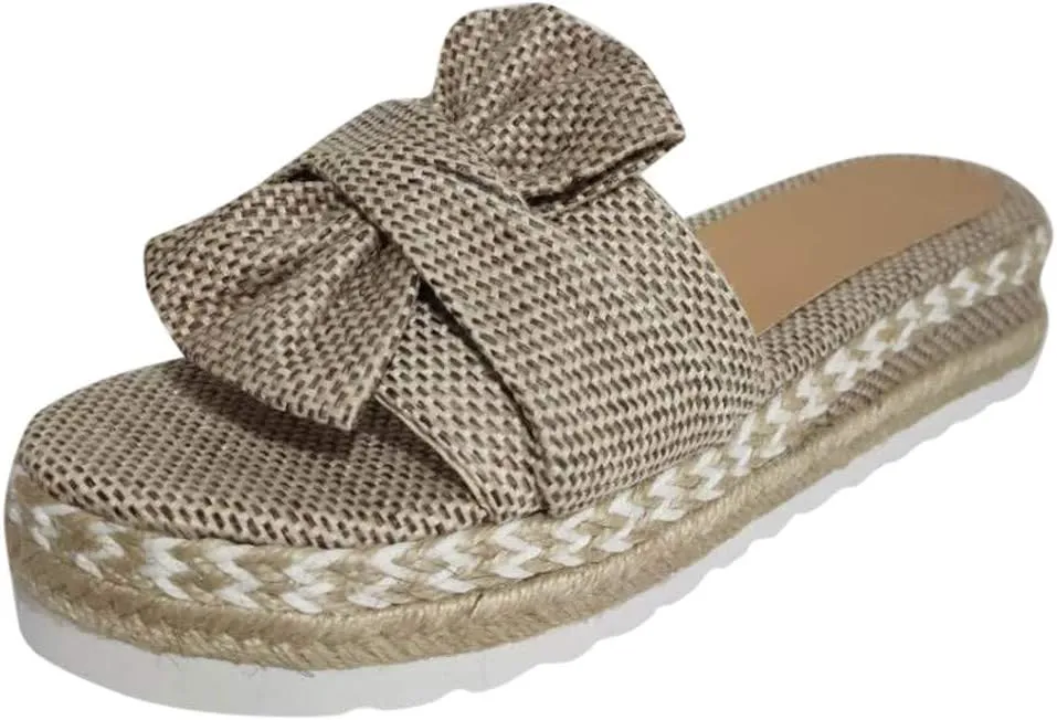 Eduavar Womens Sandals, Sandals Women Dressy Summer Espadrille Platform Sandals Open Toe Bow Tie Sandals