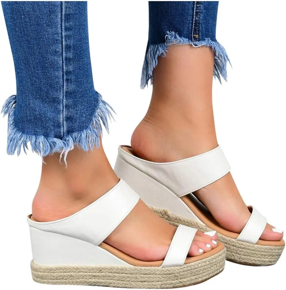 Eduavar Womens Wedge Sandals, Orthopedic Sandals for Women Espadrille Wedge Platform Sandals Anti-Slip Sandals