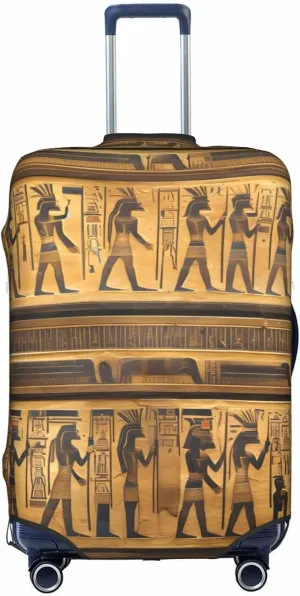 Egypt Hieroglyphics Print Practical Elastic Washable Travel Luggage Cover with Concealed Zipper for Suitcases