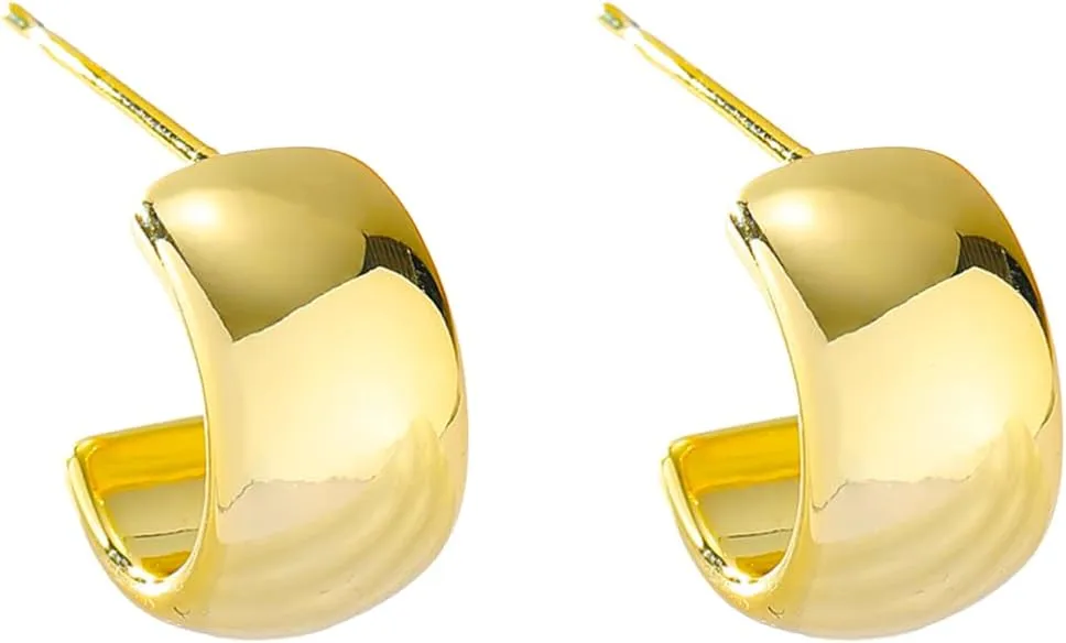 Eseres Gold Earrings for Women Small Gold Hoop Earrings C Shape Huggie Earrings for Women Chunky Gold Earrings