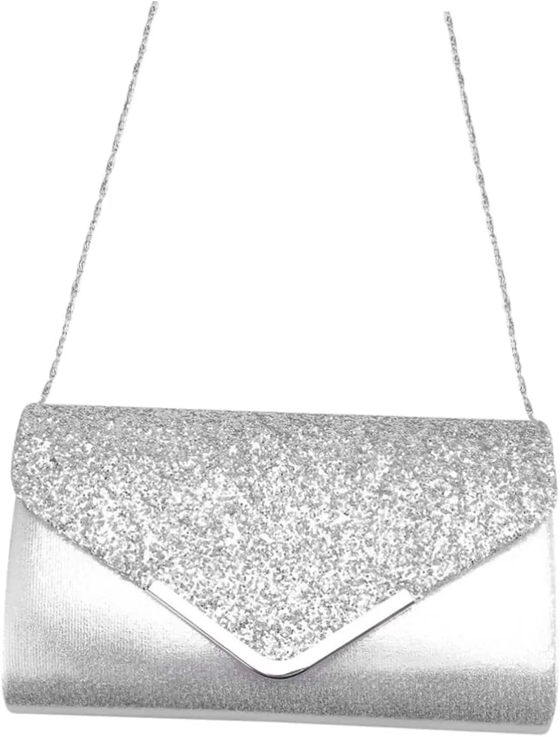 Evening Party Clutch Large Capacity Clutch Bag Silver Handbag Envelope Pattern Purse Wallet for Dinner