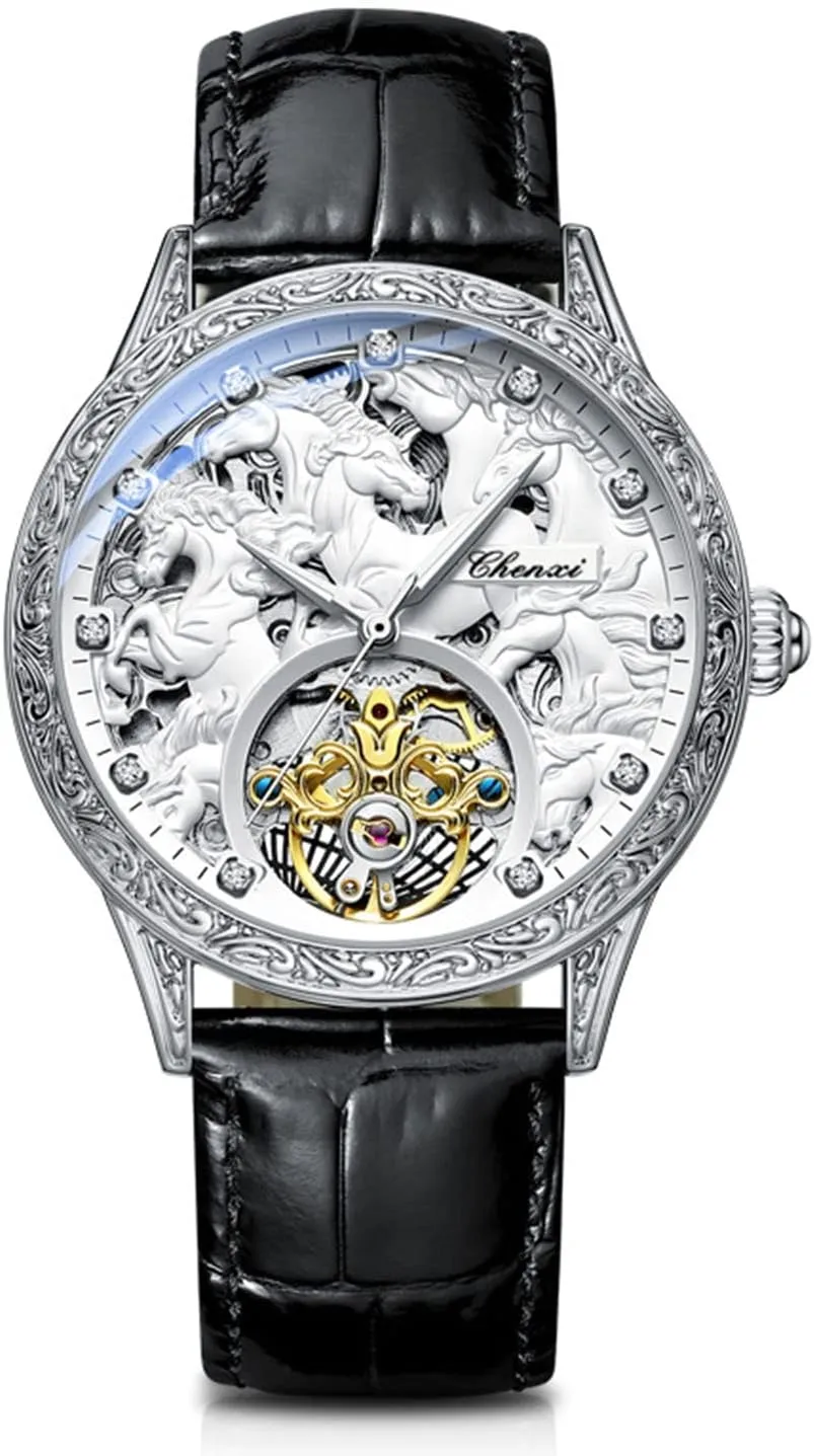 FANMIS Men's Fashion Business Luxury Automatic Watch Waterproof Analog Mechanical Watches Leather Strap