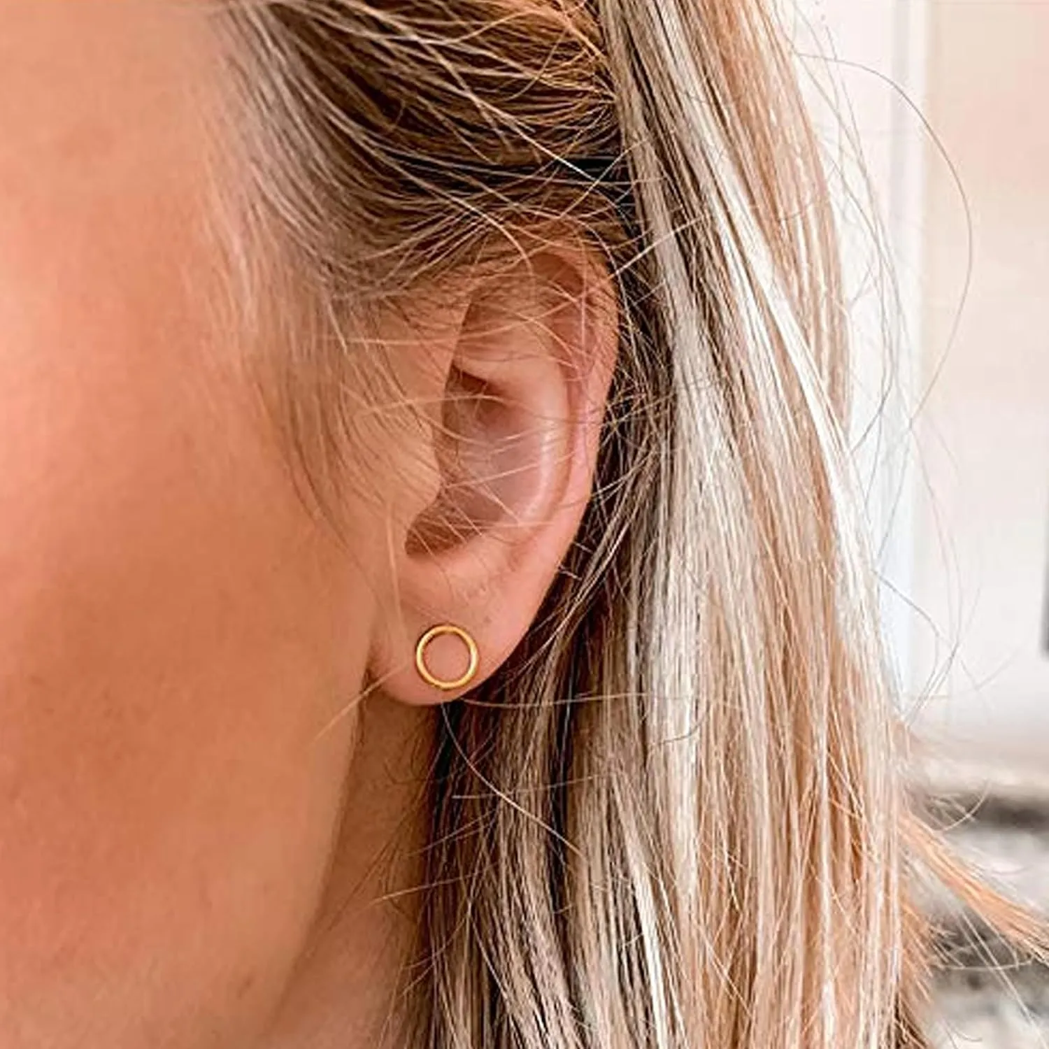 Flat Back Stud Earrings for Women Simple Tiny Circle Triangle Square Bar Stud Earrings Mini Cartilage Tragus Earring Jewelry Gifts