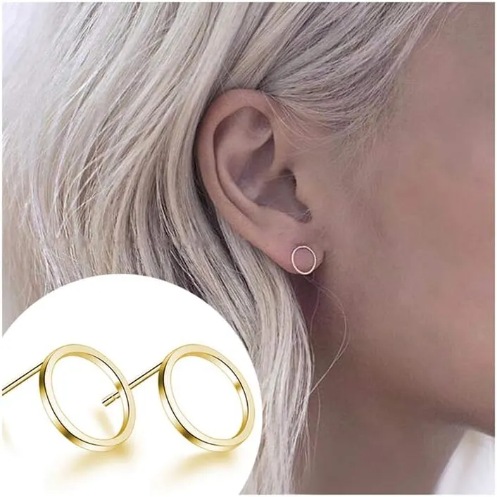 Flat Back Stud Earrings for Women Simple Tiny Circle Triangle Square Bar Stud Earrings Mini Cartilage Tragus Earring Jewelry Gifts