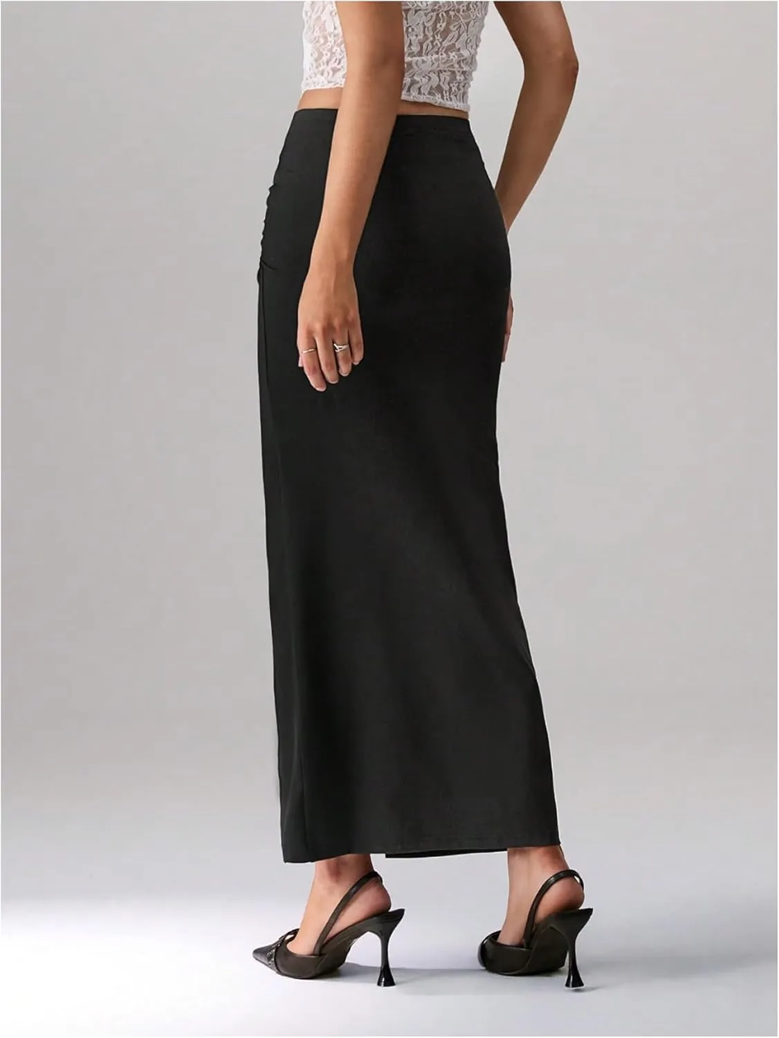 Floerns Women's Twist Split Front Pencil Skirt Bodycon Elegant Maxi Wrap Skirts