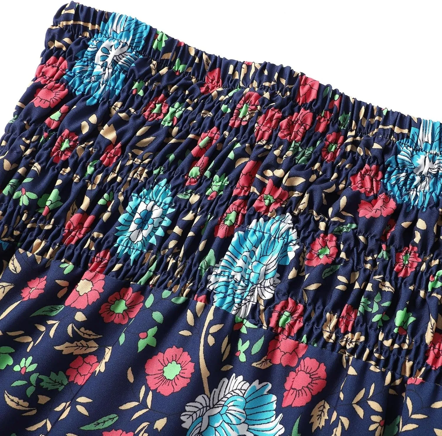 Floral Maxi Skirt for Women Summer Comfy Elastic High Waisted Skirts Beach Vacation A-Line Flowy Swing Long Skirts