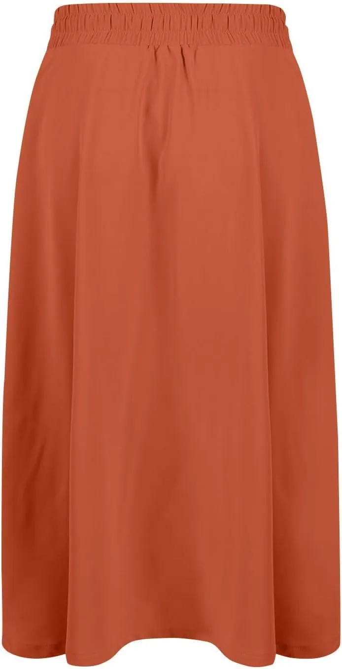 Floral Skirts for Women Trendy Drawstring High Waisted Flowy Boho Midi Skirts Y2k Pleated a Line Skirt with Pockets