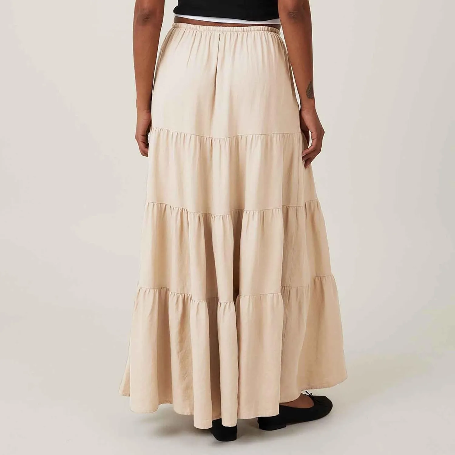 Flowy Pleated A Line Skirts for Women High Waisted Layered Tiered Maxi Skirt Elegant Summer Beach Boho Dress