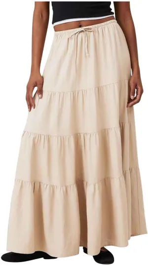Flowy Pleated A Line Skirts for Women High Waisted Layered Tiered Maxi Skirt Elegant Summer Beach Boho Dress