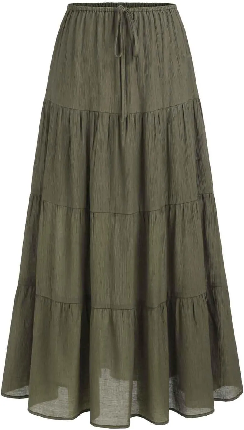 Flowy Pleated A Line Skirts for Women High Waisted Layered Tiered Maxi Skirt Elegant Summer Beach Boho Dress