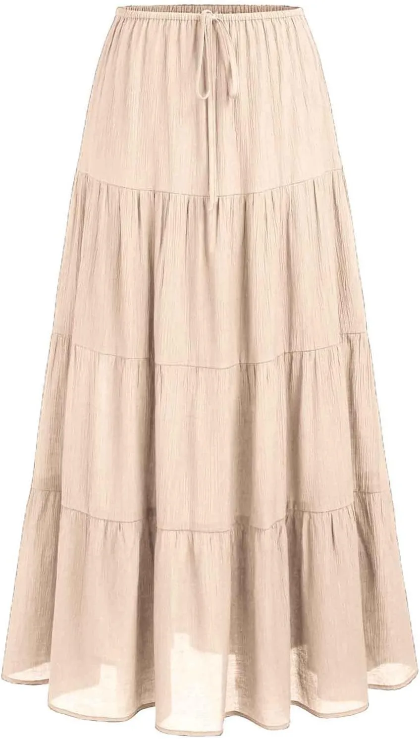 Flowy Pleated A Line Skirts for Women High Waisted Layered Tiered Maxi Skirt Elegant Summer Beach Boho Dress