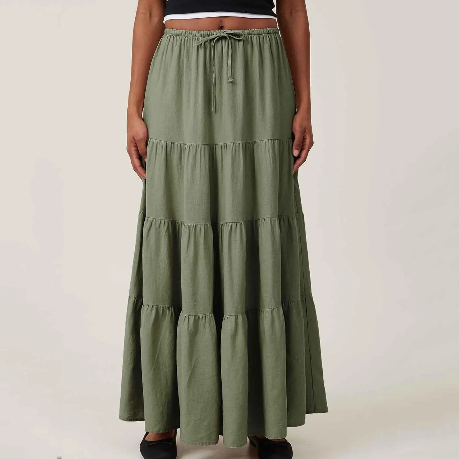 Flowy Pleated A Line Skirts for Women High Waisted Layered Tiered Maxi Skirt Elegant Summer Beach Boho Dress