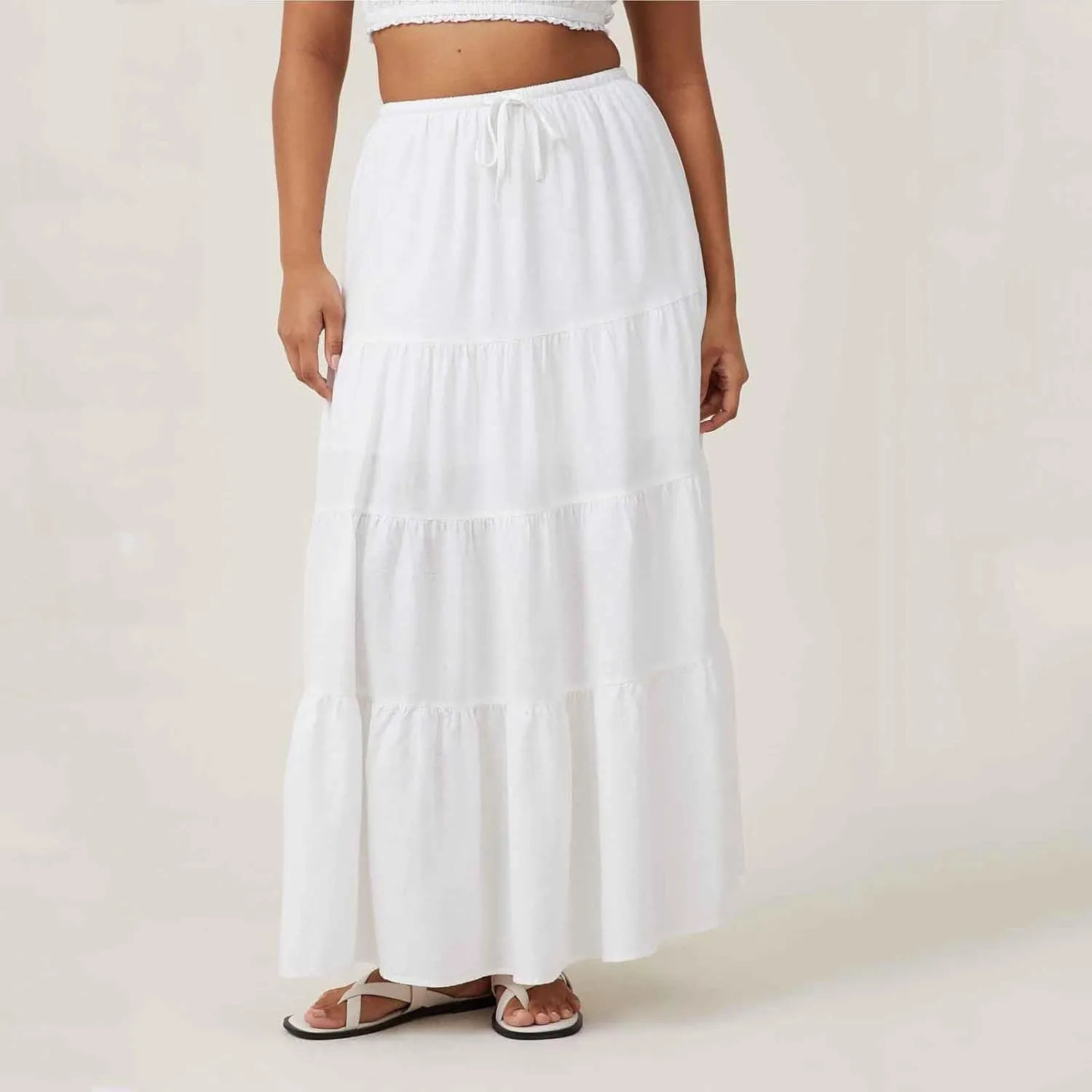 Flowy Pleated A Line Skirts for Women High Waisted Layered Tiered Maxi Skirt Elegant Summer Beach Boho Dress